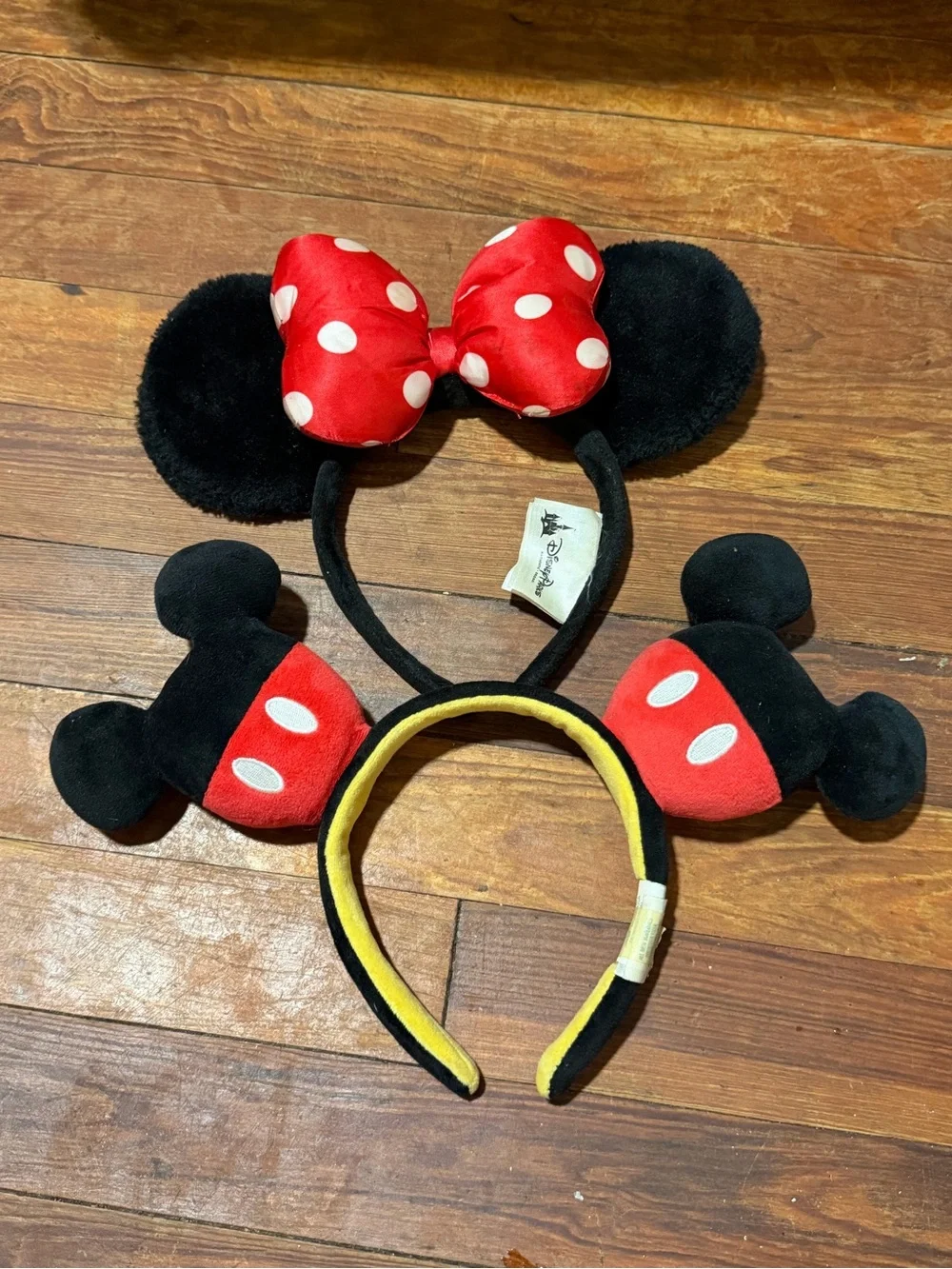 Disney Red Polka Dot Minnie & Mickey Plush Ear Headbands